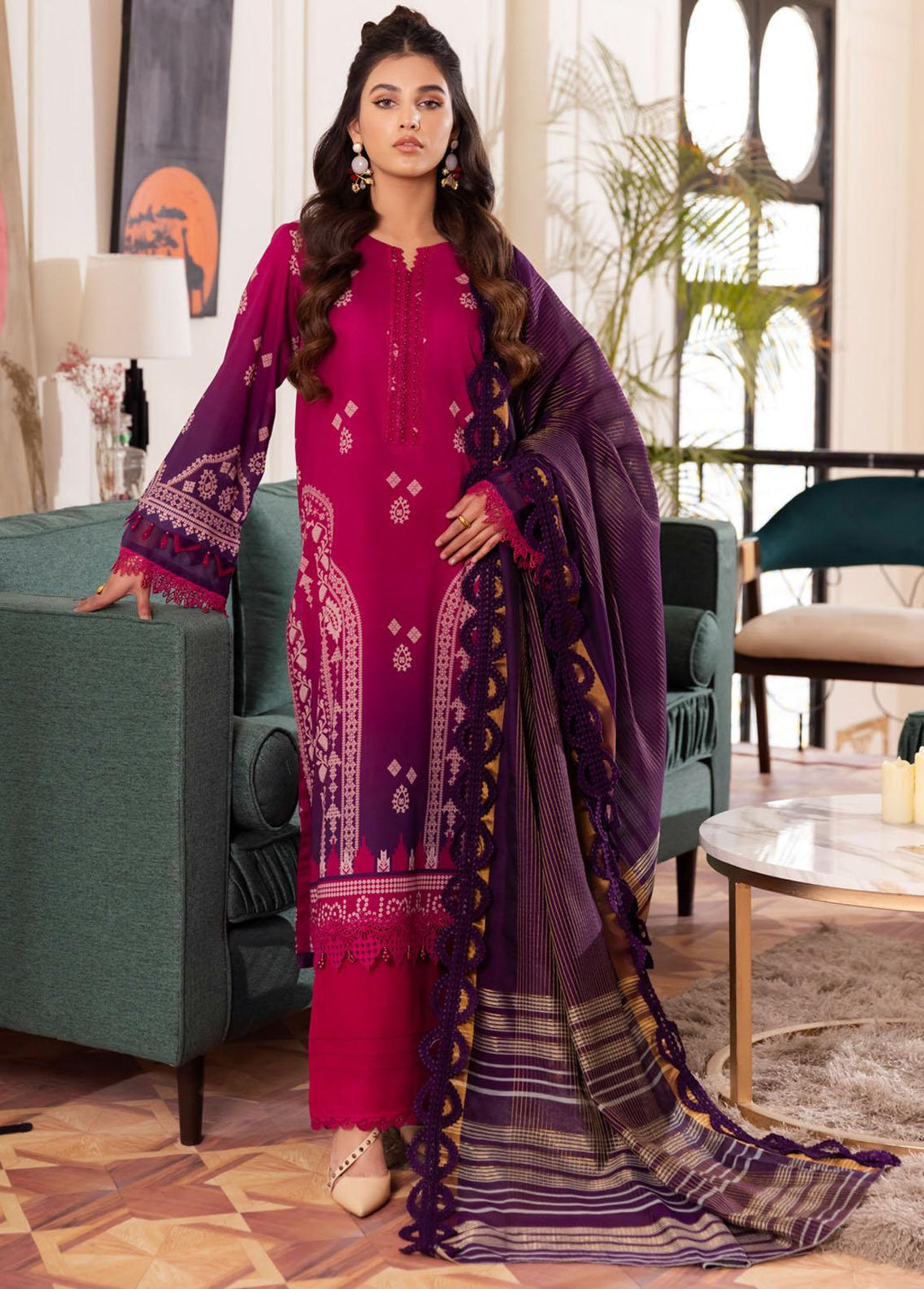 Nureh Printed Lawn Suits Unstitched 3 Piece NU23SP SP-50 - Summer Collection