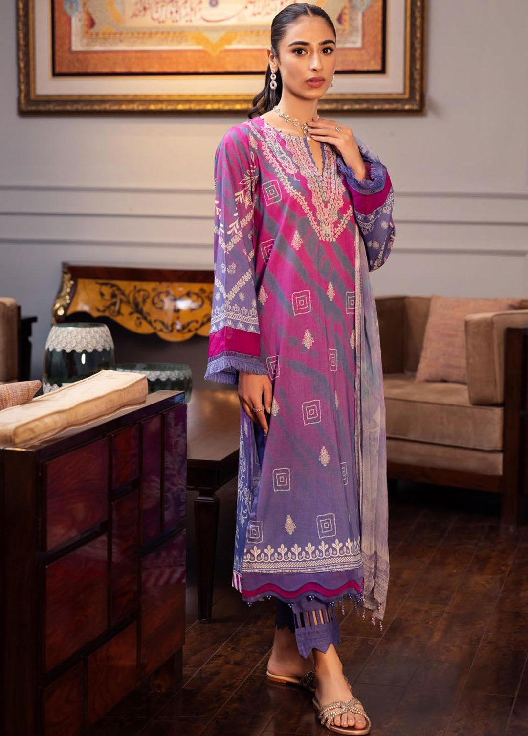 Signature Prints By Nureh Printed Lawn Suits Unstitched 3 Piece NU23SPR SP-53 - Festive Collection