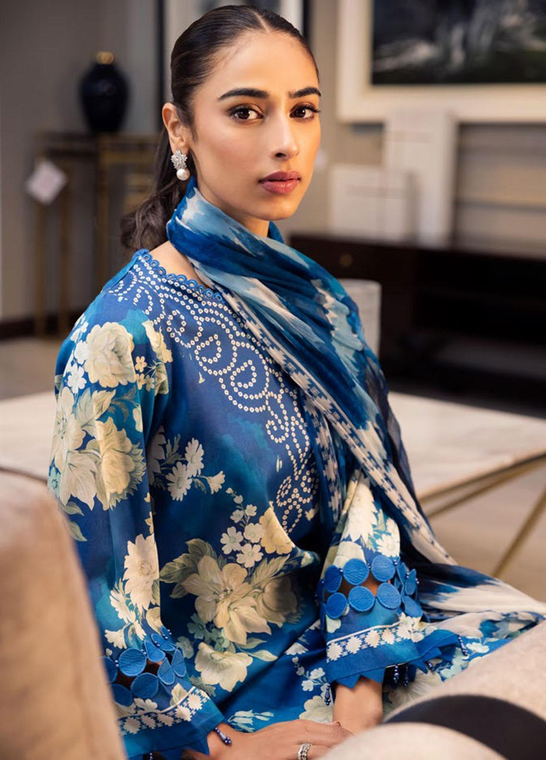 Signature Prints By Nureh Printed Lawn Suits Unstitched 3 Piece NU23SPR SP-54 - Festive Collection