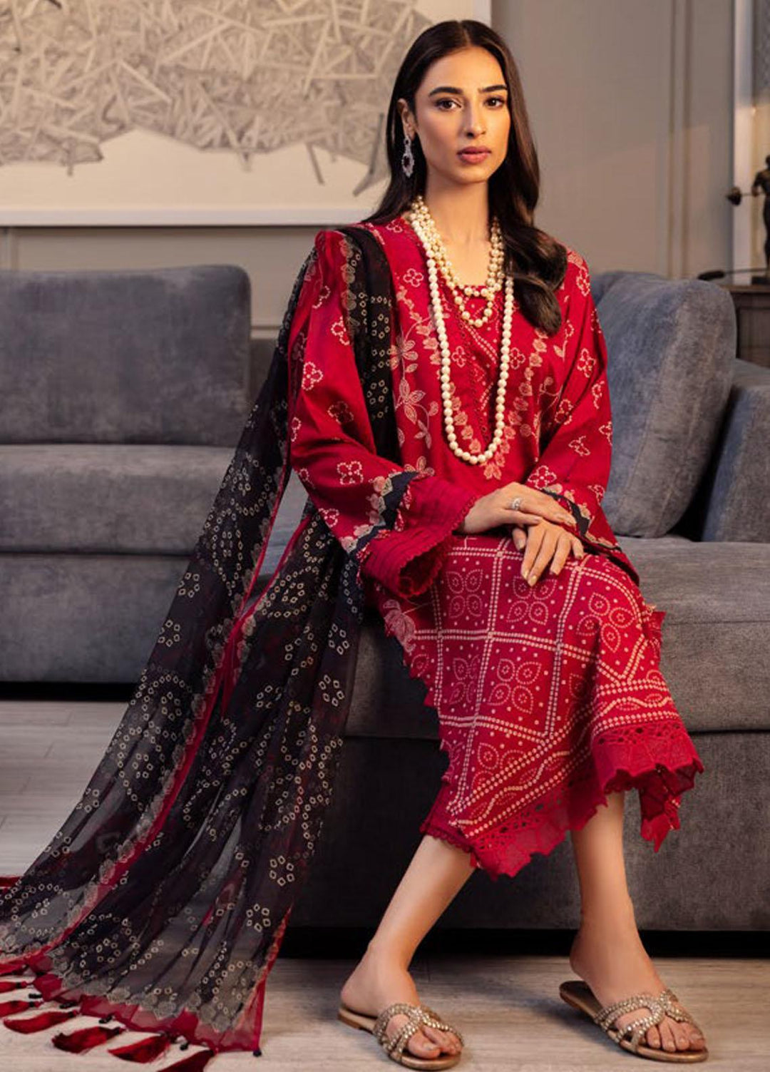 Signature Prints By Nureh Printed Lawn Suits Unstitched 3 Piece NU23SPR SP-55 - Festive Collection