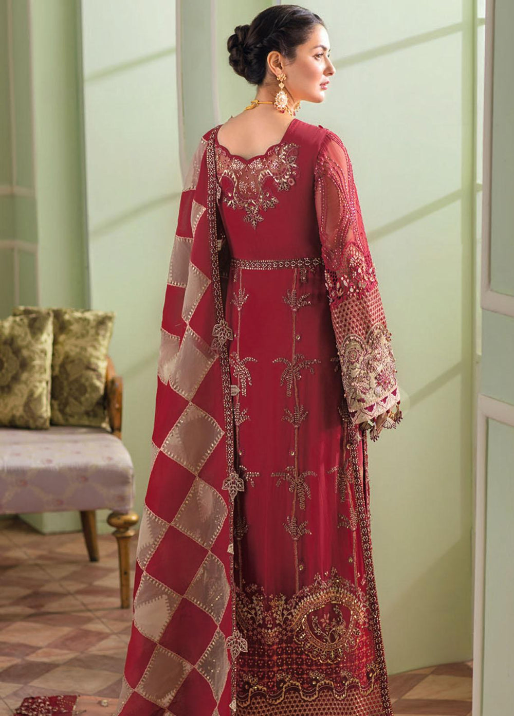The Secret Garden By Nureh Embroidered Chiffon Suits Unstitched 3 Piece NU22SG NL-27 - Luxury Formal Collection