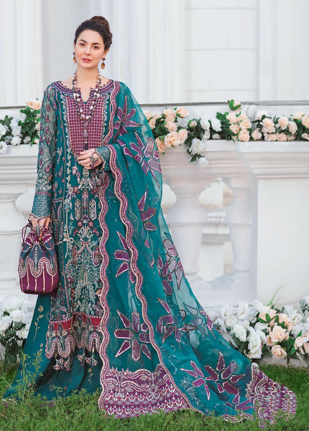 The Secret Garden By Nureh Embroidered Chiffon Suits Unstitched 3 Piece NU22SG NL-29 - Luxury Formal Collection