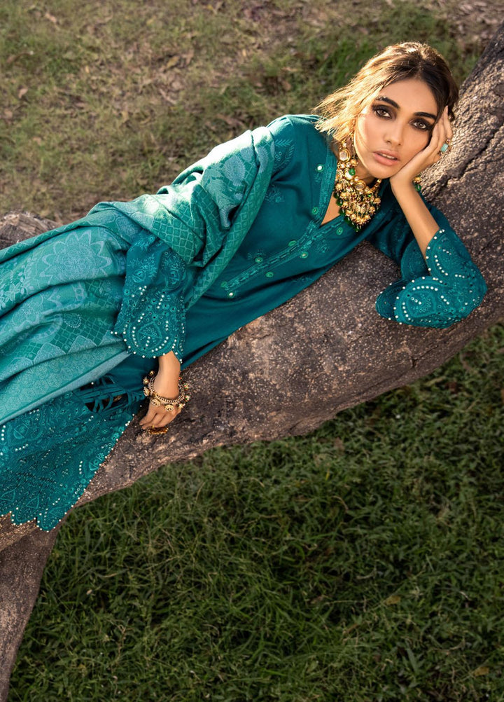 Nureh Embroidered Leather Peach Suits Unstitched 3 Piece NU21LP NE-10 NAWABI - Winter Collection