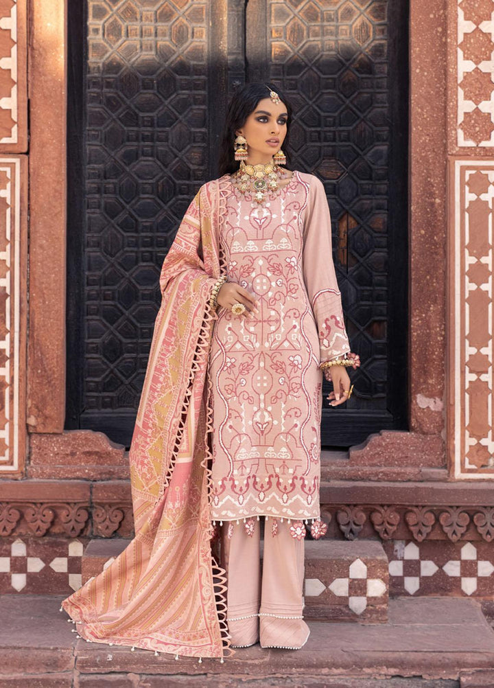 Nureh Embroidered Leather Peach Suits Unstitched 3 Piece NU21LP NE-11 LAILA - Winter Collection