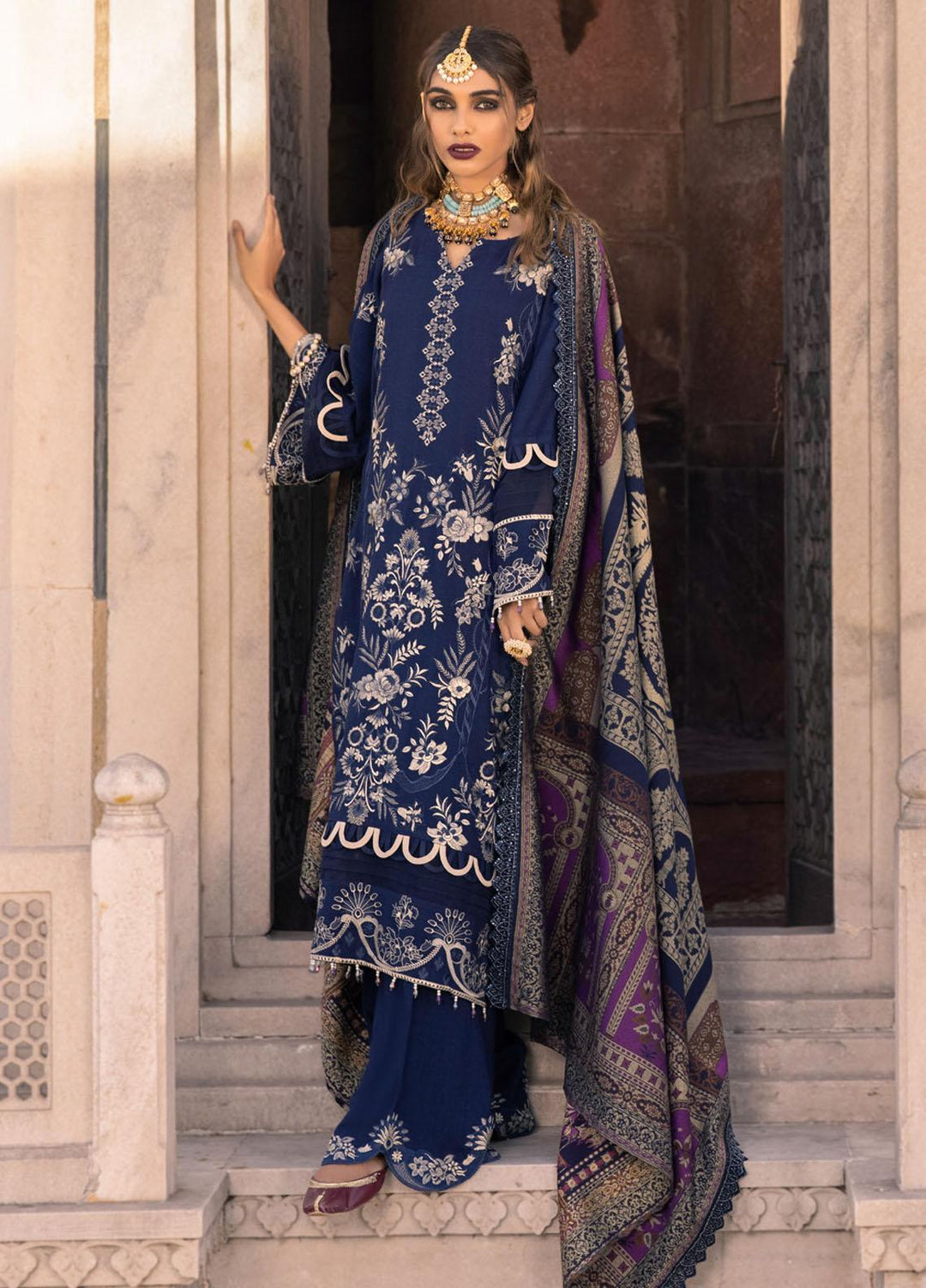 Nureh Embroidered Leather Peach Suits Unstitched 3 Piece NU21LP NE-12 ROSHNI - Winter Collection