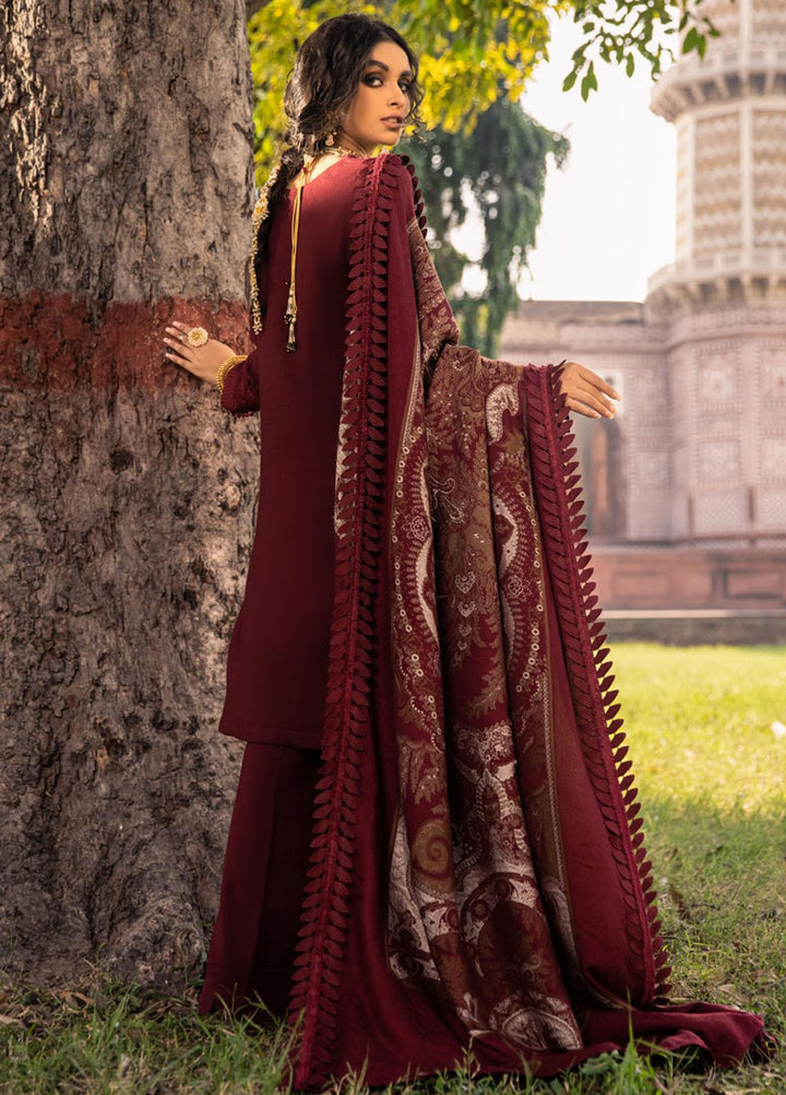 Nureh Embroidered Leather Peach Suits Unstitched 3 Piece NU21LP NE-14 SHALIMAR - Winter Collection