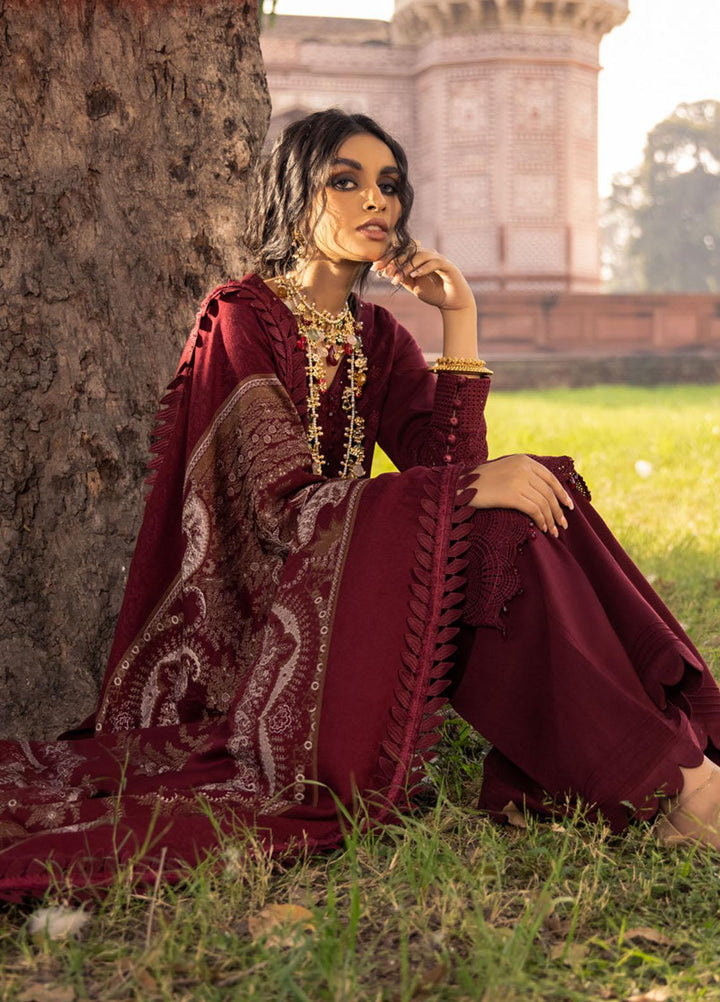Nureh Embroidered Leather Peach Suits Unstitched 3 Piece NU21LP NE-14 SHALIMAR - Winter Collection