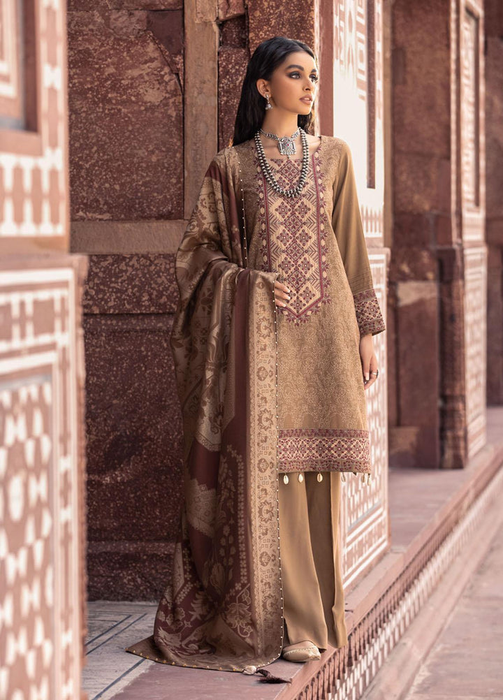 Nureh Embroidered Leather Peach Suits Unstitched 3 Piece NU21LP NE-15 MAHI - Winter Collection