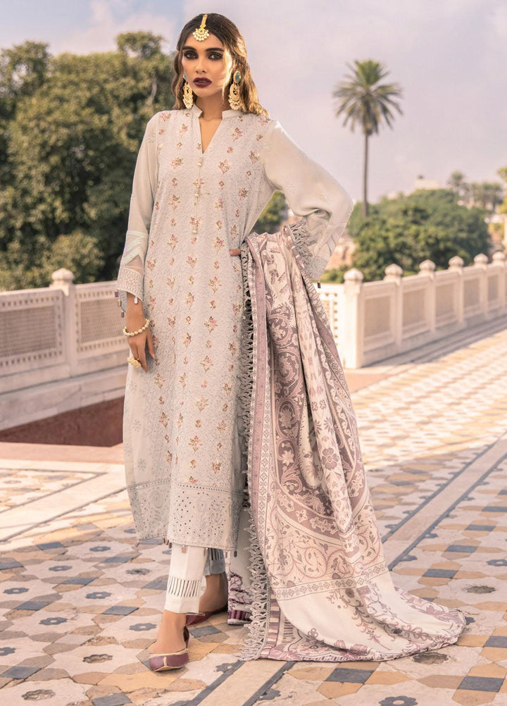 Nureh Embroidered Leather Peach Suits Unstitched 3 Piece NU21LP NE-16 ZAIVAR - Winter Collection