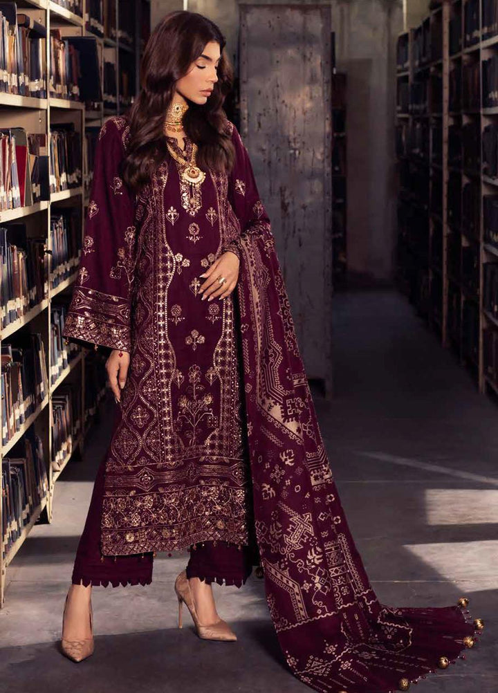Nureh Embroidered Leather Peach Suits Unstitched 3 Piece NU22LP NEP-02 - Winter Collection
