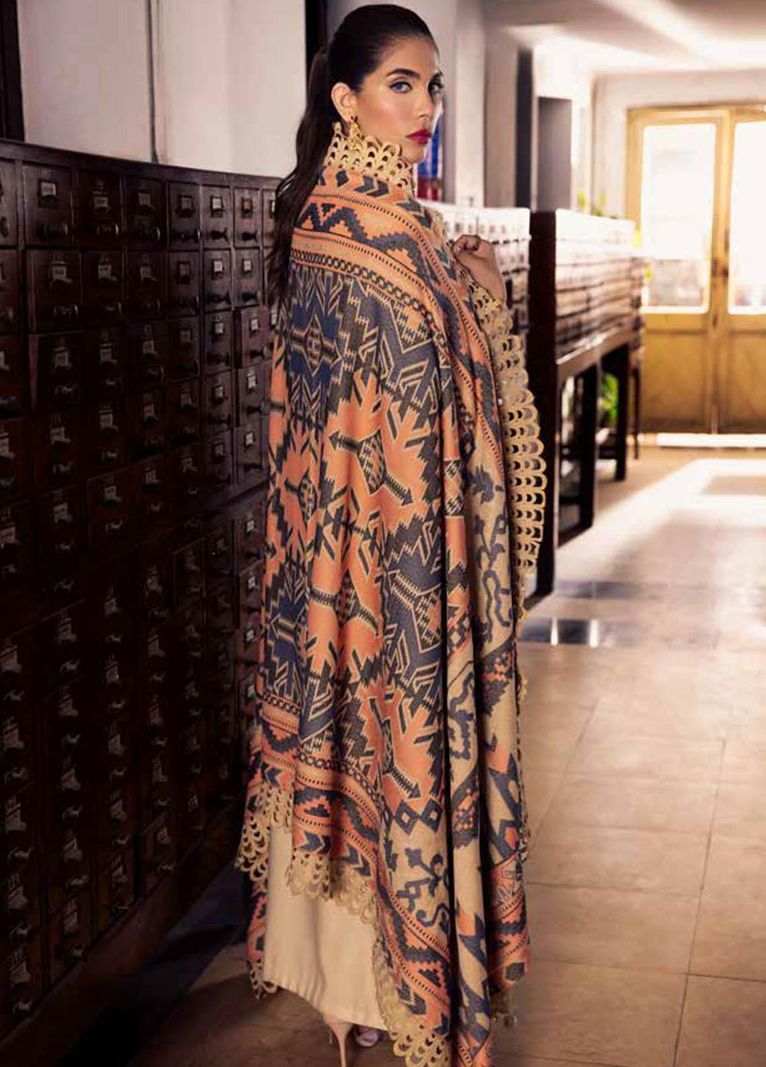 Nureh Embroidered Leather Peach Suits Unstitched 3 Piece NU22LP NEP-04 - Winter Collection