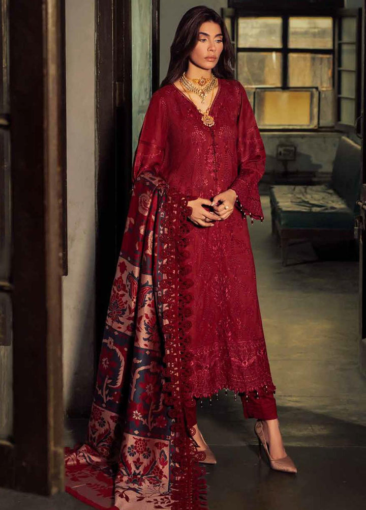 Nureh Embroidered Leather Peach Suits Unstitched 3 Piece NU22LP NEP-06 - Winter Collection