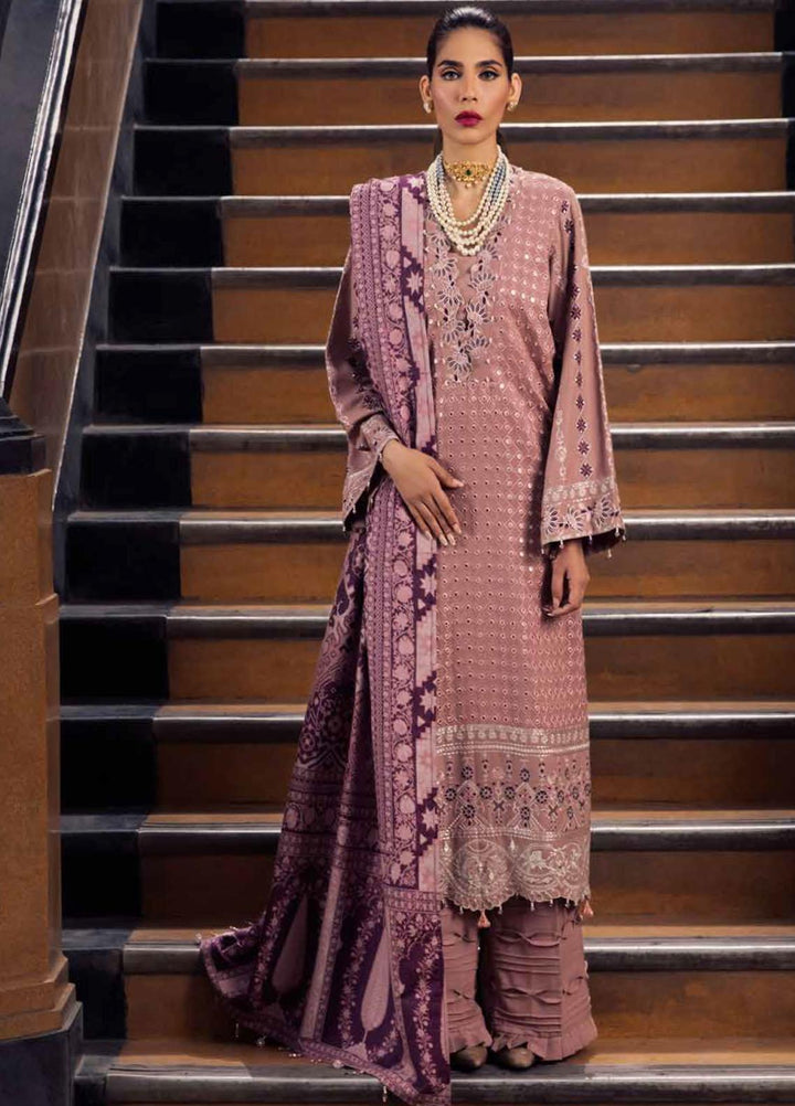 Nureh Embroidered Leather Peach Suits Unstitched 3 Piece NU22LP NEP-07 - Winter Collection