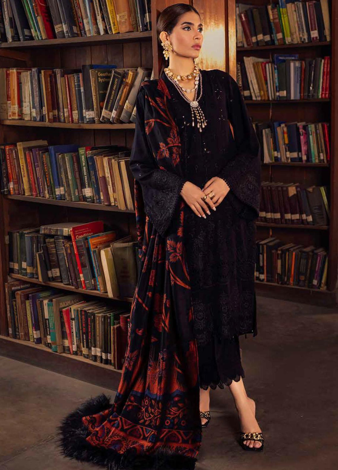 Nureh Embroidered Leather Peach Suits Unstitched 3 Piece NU22LP NEP-08 - Winter Collection