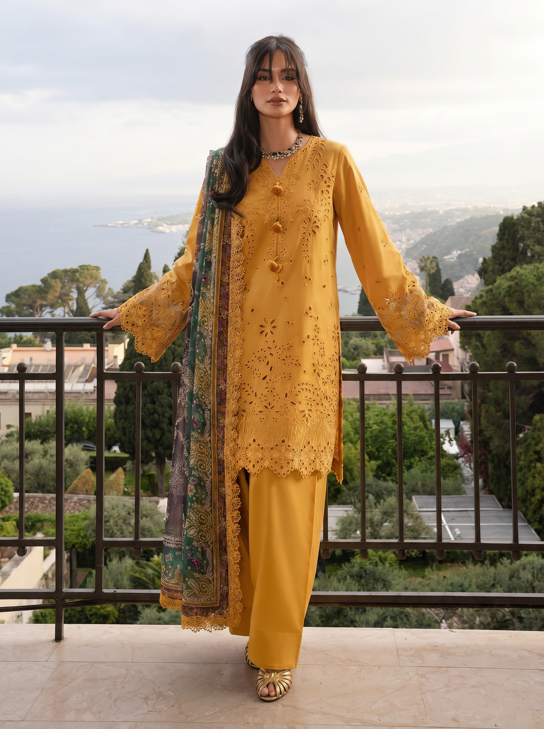 Bazar by Nureh Unstitched Chikankari Lawn 4 Piece Suit NU26UNL NE-254 - Eid Collection