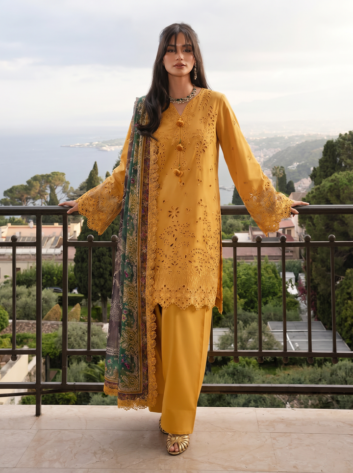 Bazar by Nureh Unstitched Chikankari Lawn 4 Piece Suit NU26UNL NE-254 - Eid Collection