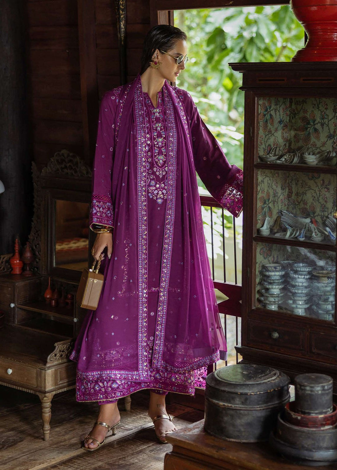 Nuvera by Mushq Hemline Embroidered Raw Silk Suits Unstitched 3 Piece MQ25NF D-06 Avenelle - Festive Collection