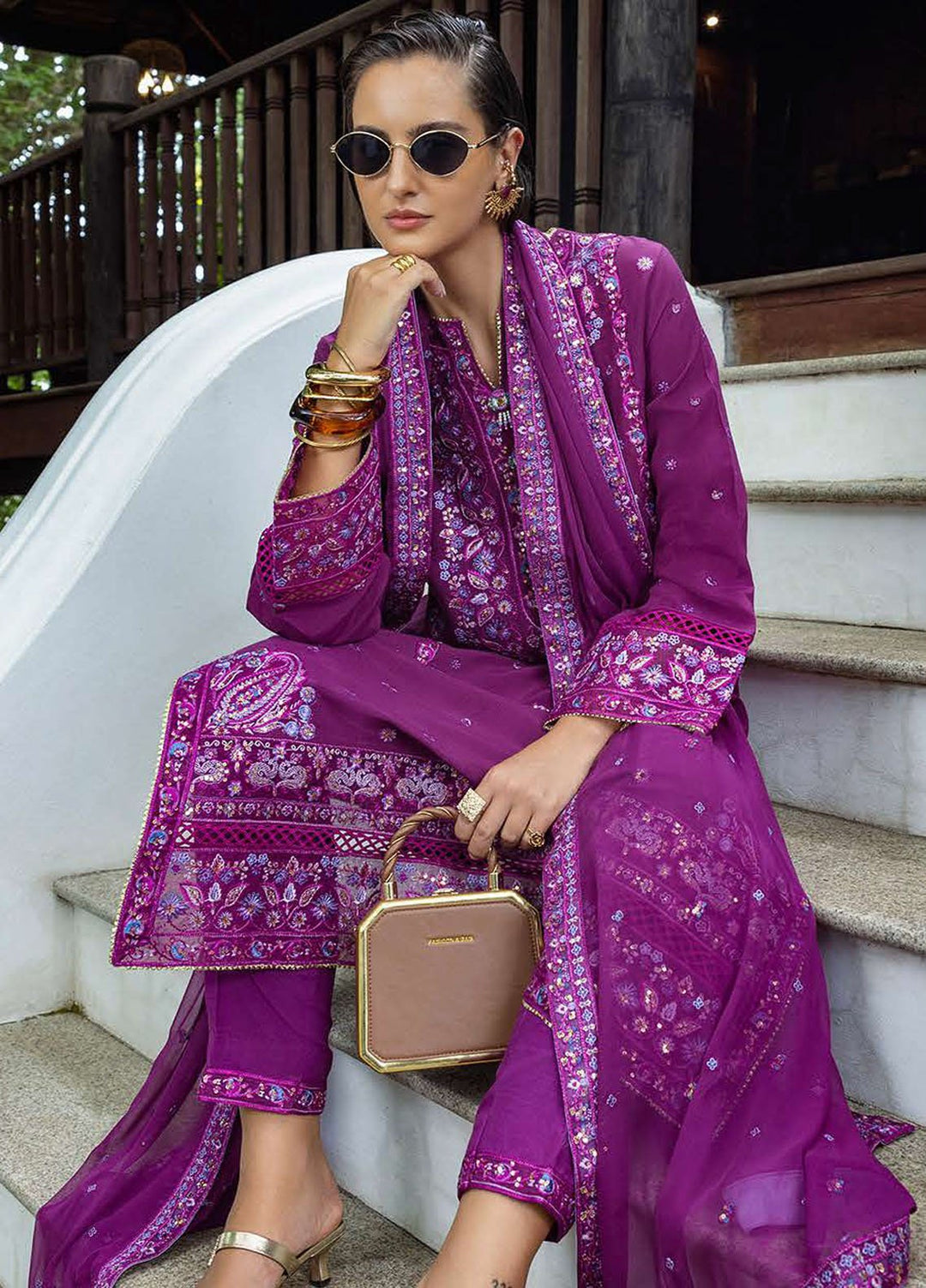 Nuvera by Mushq Hemline Embroidered Raw Silk Suits Unstitched 3 Piece MQ25NF D-06 Avenelle - Festive Collection