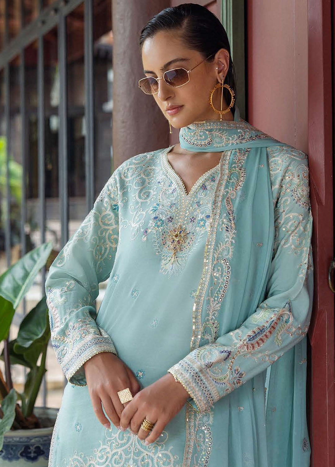 Nuvera by Mushq Hemline Embroidered Raw Silk Suits Unstitched 3 Piece MQ25NF D-05 Freyelle - Festive Collection