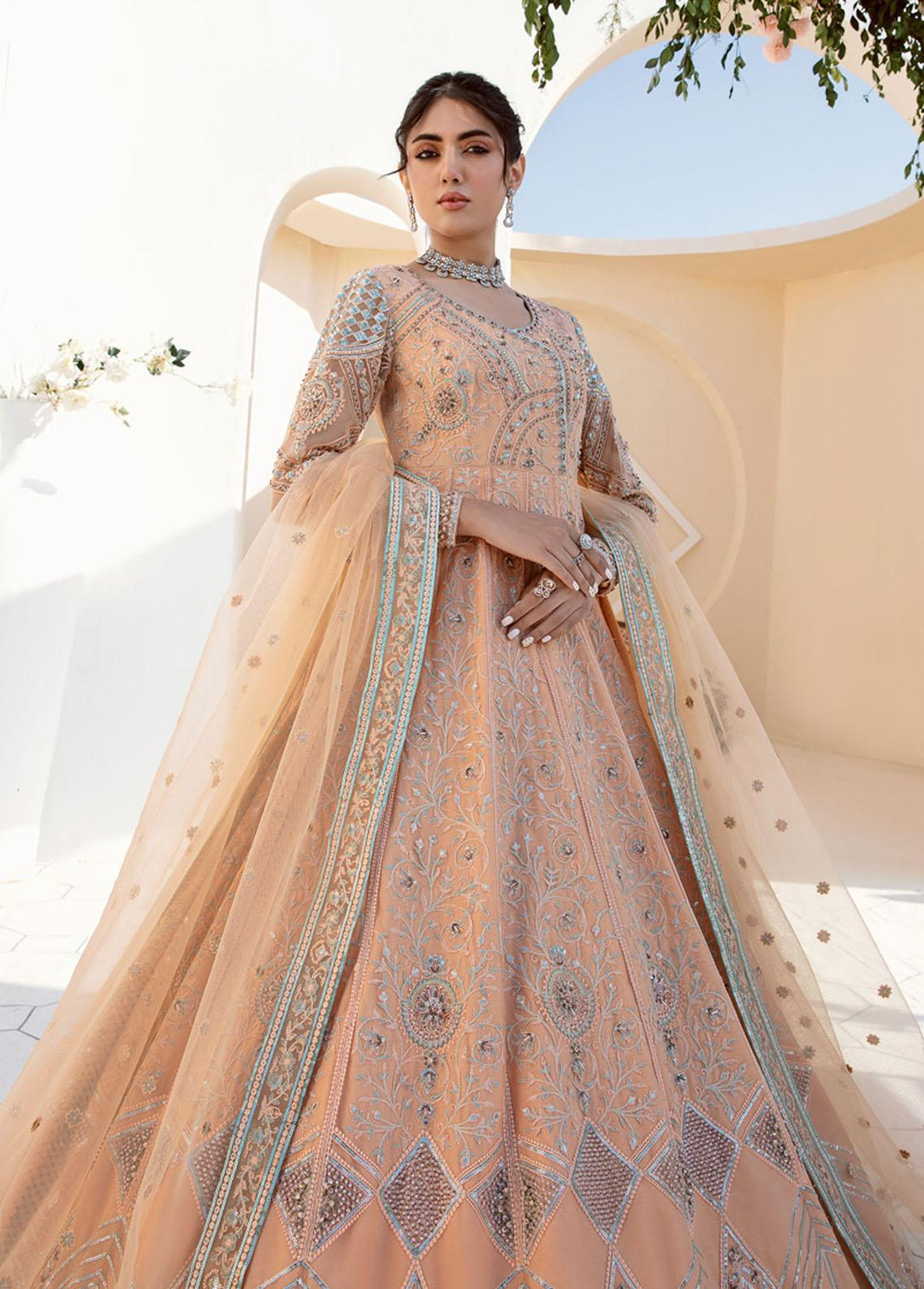 Nyra By Akbar Aslam Embroidered Net Suits Unstitched 4 Piece AA23N 1464 Leah - Wedding Collection