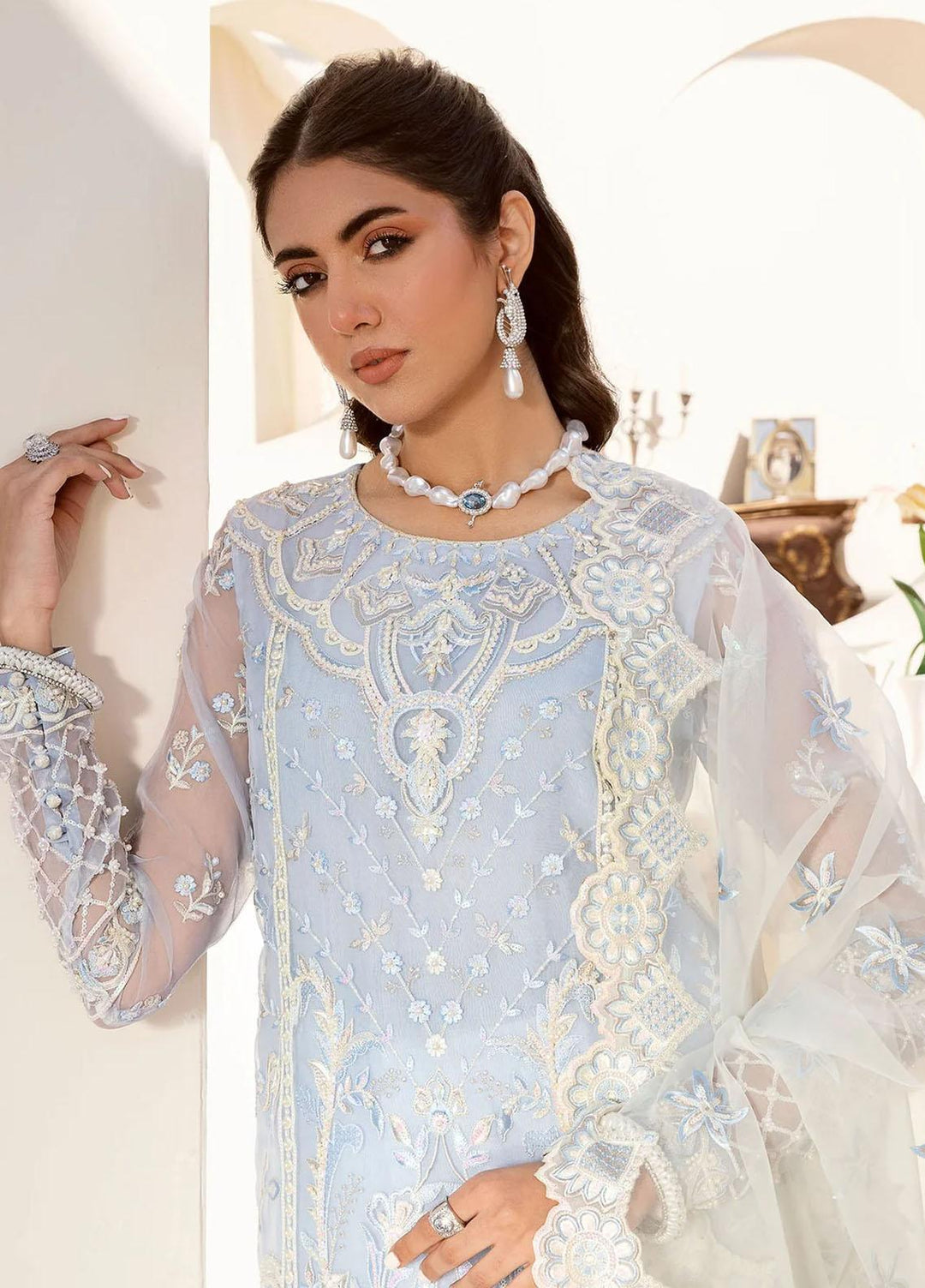 Nyra By Akbar Aslam Embroidered Organza Suits Unstitched 4 Piece  1468 Nour - Luxury Collection