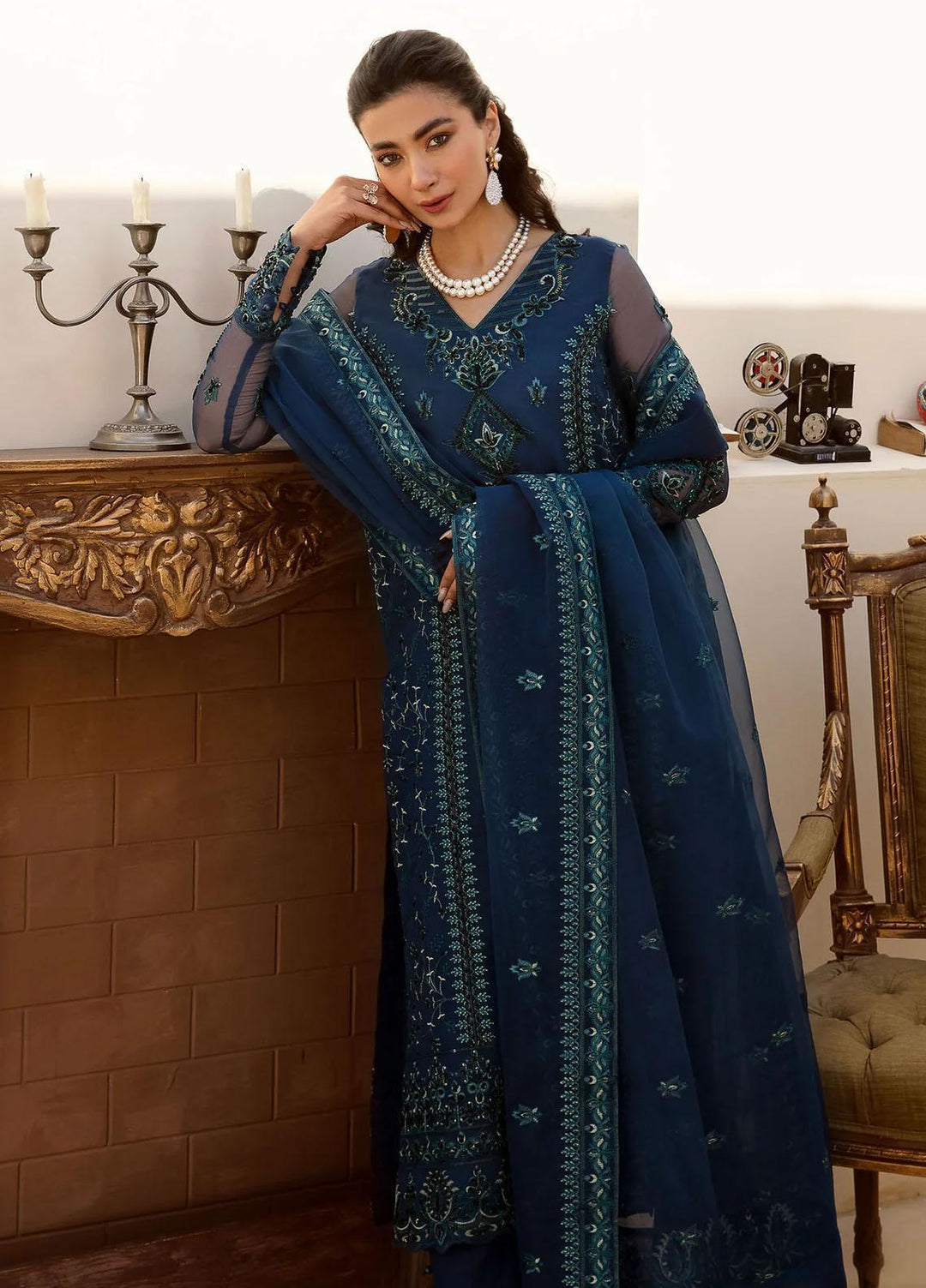 Nyra By Akbar Aslam Embroidered Organza Suits Unstitched 4 Piece  1472 Emira - Luxury Collection