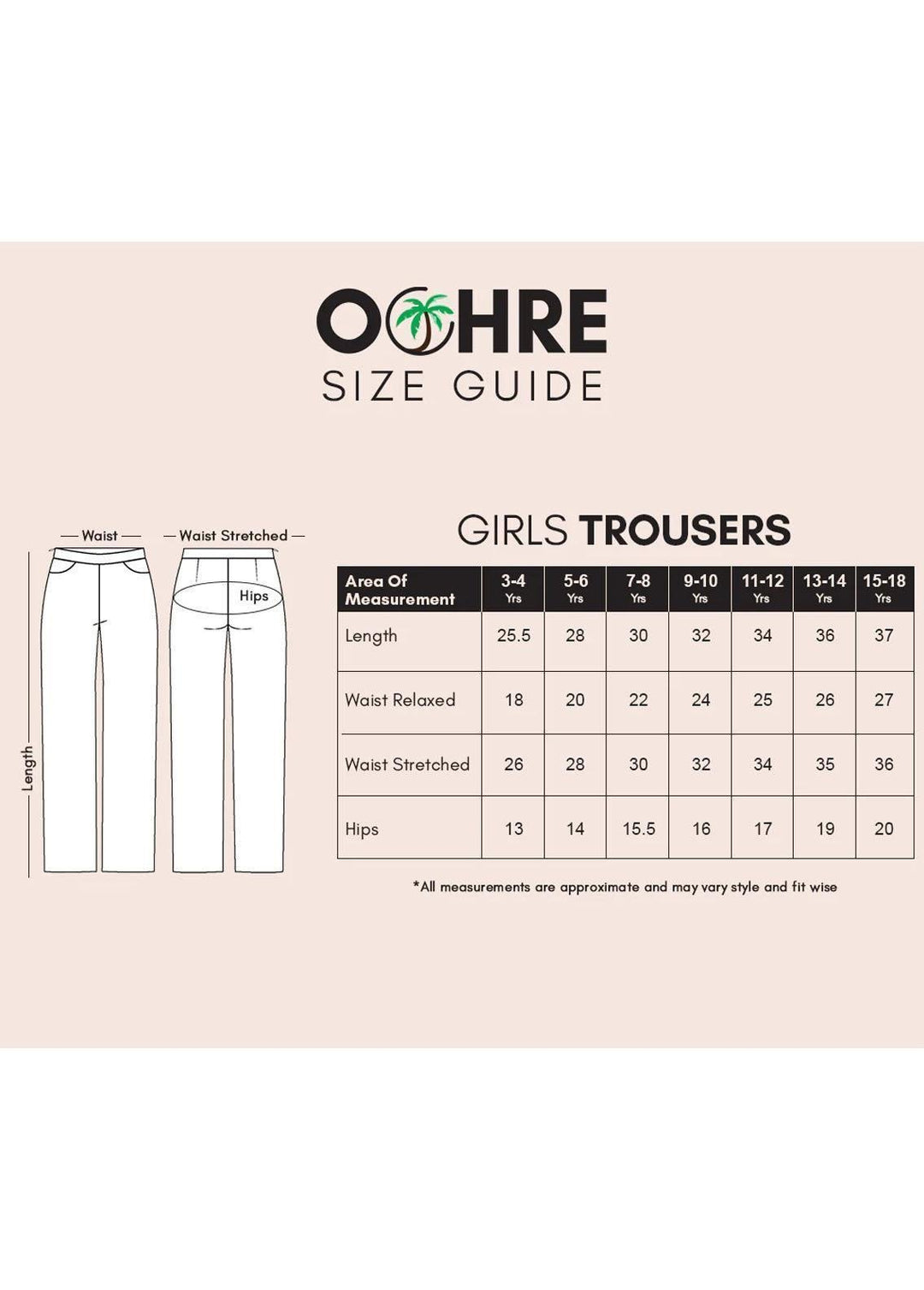 Ochre Casual Bottom for Girls - OSP-03-BEIGE