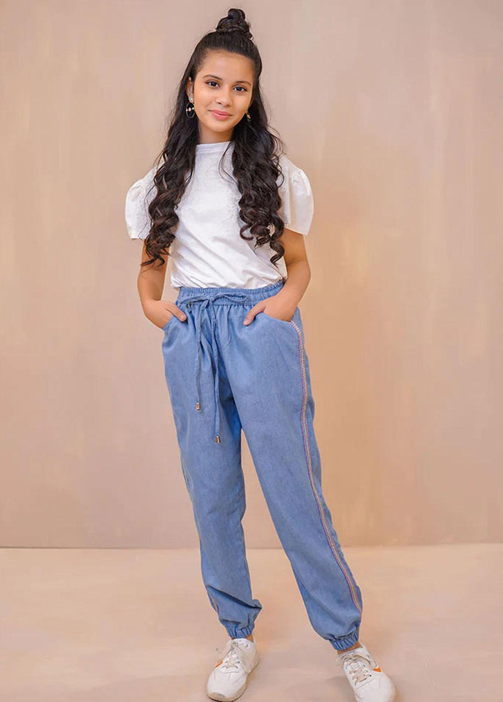 Ochre Denim Casual Bottom for Girls - OWB-21