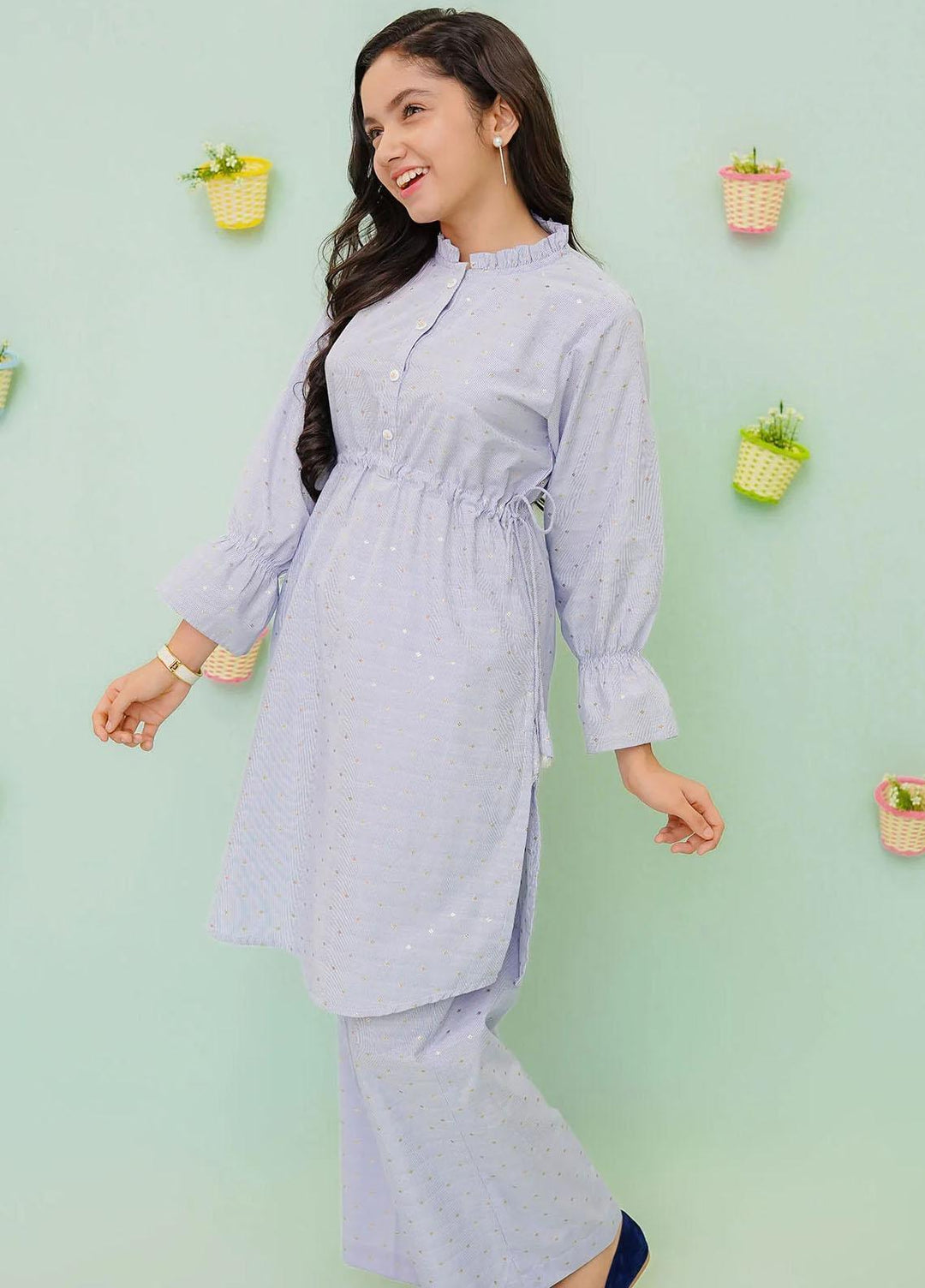 Ochre Chambray Western 2 Piece Suit for Girls -  OFW-SC-05