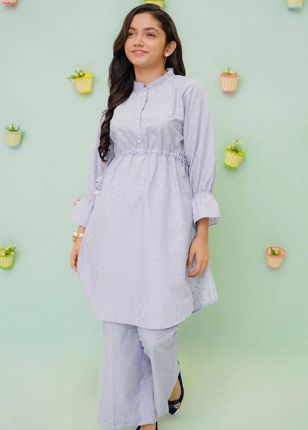 Ochre Chambray Western 2 Piece Suit for Girls -  OFW-SC-05