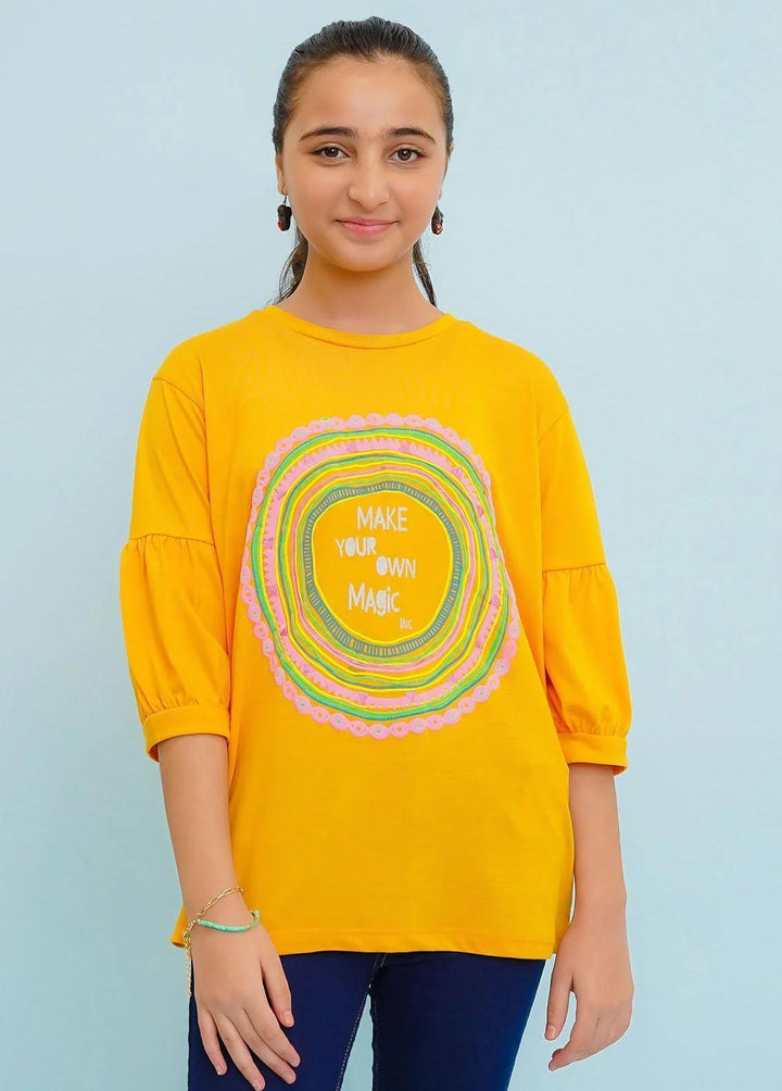 Ochre Jersey Fancy T-Shirts for Girls -  OGK-285