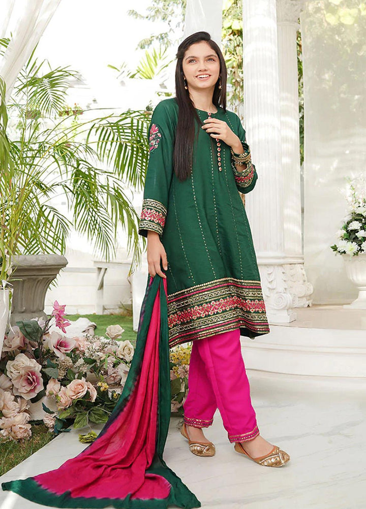 Ochre Viscose Fancy 3 Piece Suit for Girls -  OFW-EX-02