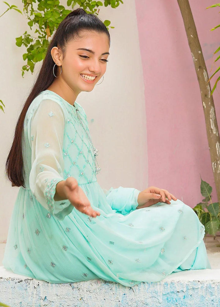 Ochre Chiffon Embroidered 3 Piece Suit for Girls -  OFW-EM-13