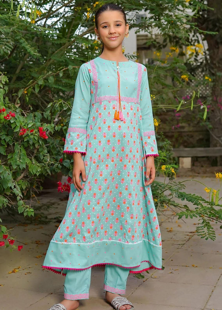 Ochre Cotton Printed 2 Piece Suit for Girls -  OFW-LD-01