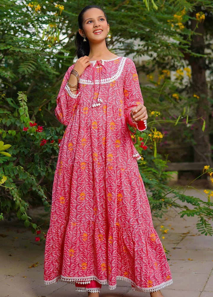 Ochre Cotton Printed 2 Piece Suit for Girls -  OFW-LD-02