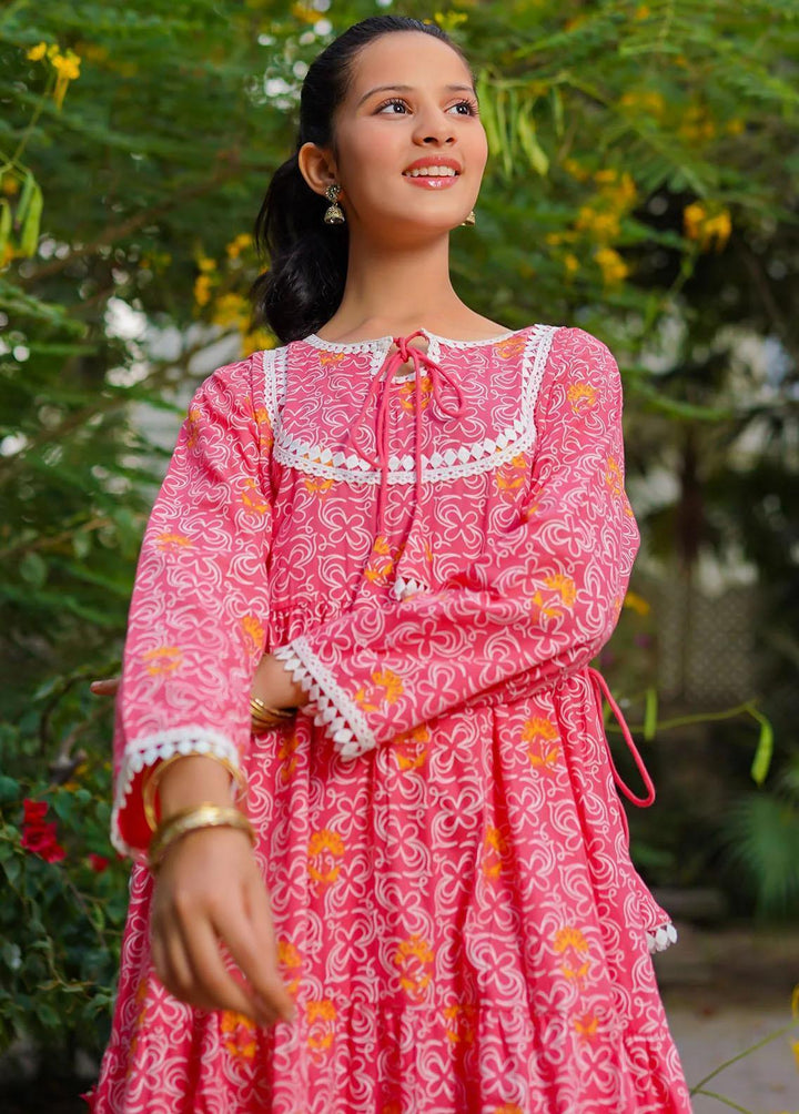 Ochre Cotton Printed 2 Piece Suit for Girls -  OFW-LD-02