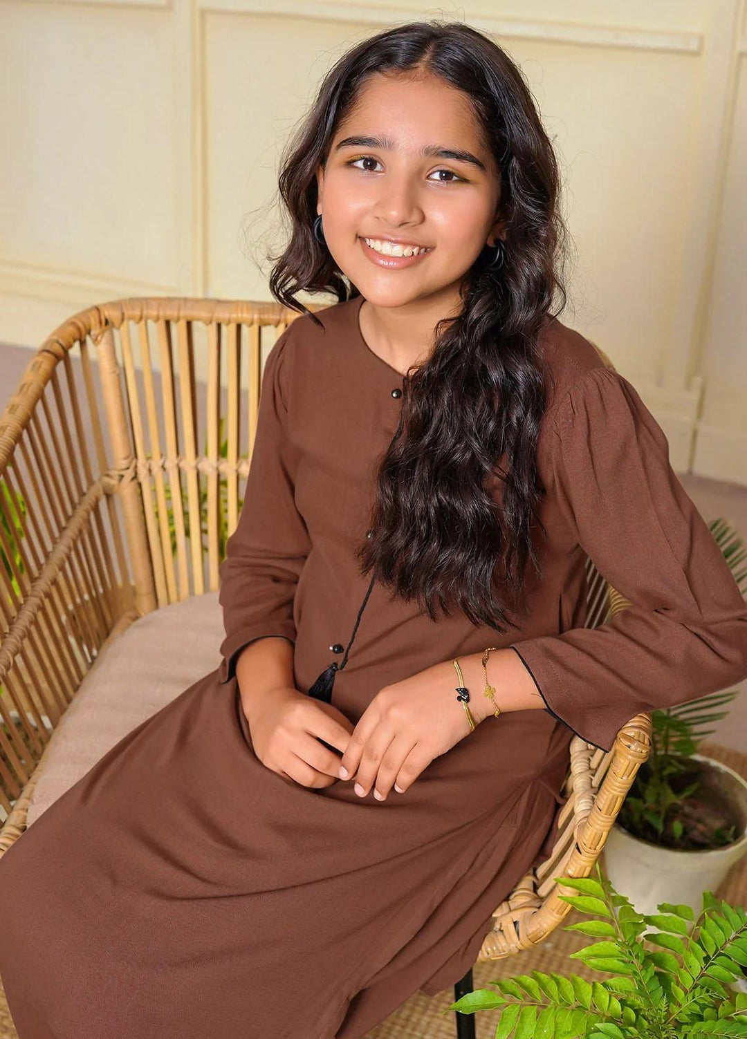 Ochre Cotton Western 2 Piece Suit for Girls -  OFW-SC-13