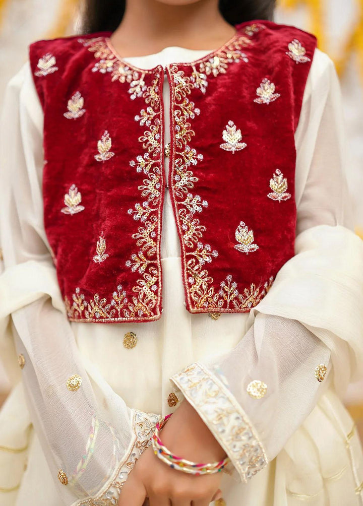 Ochre Chiffon Embroidered 3 Piece Suit for Girls -  OFW-SHD-01