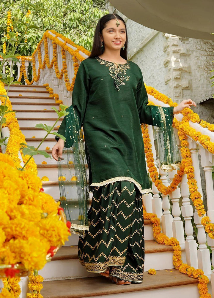 Ochre Raw Silk Eastern 3 Piece Suit for Girls -  OFW-SHD-02