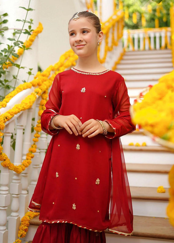 Ochre Chiffon Eastern 3 Piece Suit for Girls -  OFW-SHD-04