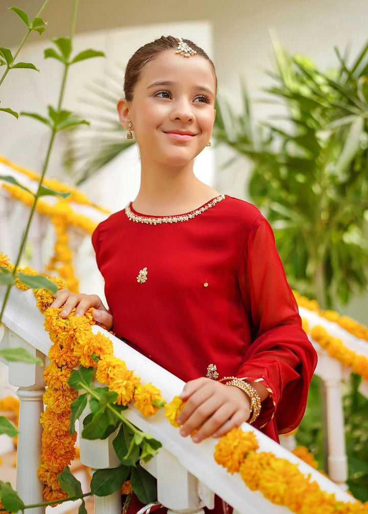 Ochre Chiffon Eastern 3 Piece Suit for Girls -  OFW-SHD-04