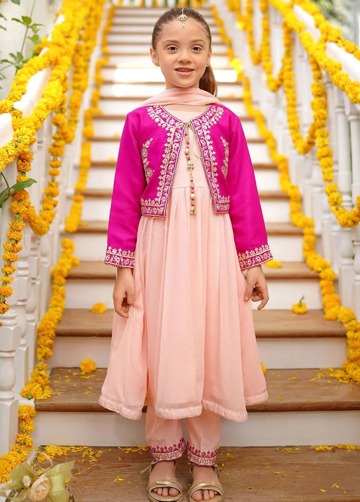Ochre Chiffon Embroidered 3 Piece Suit for Girls -  OFW-SHD-05