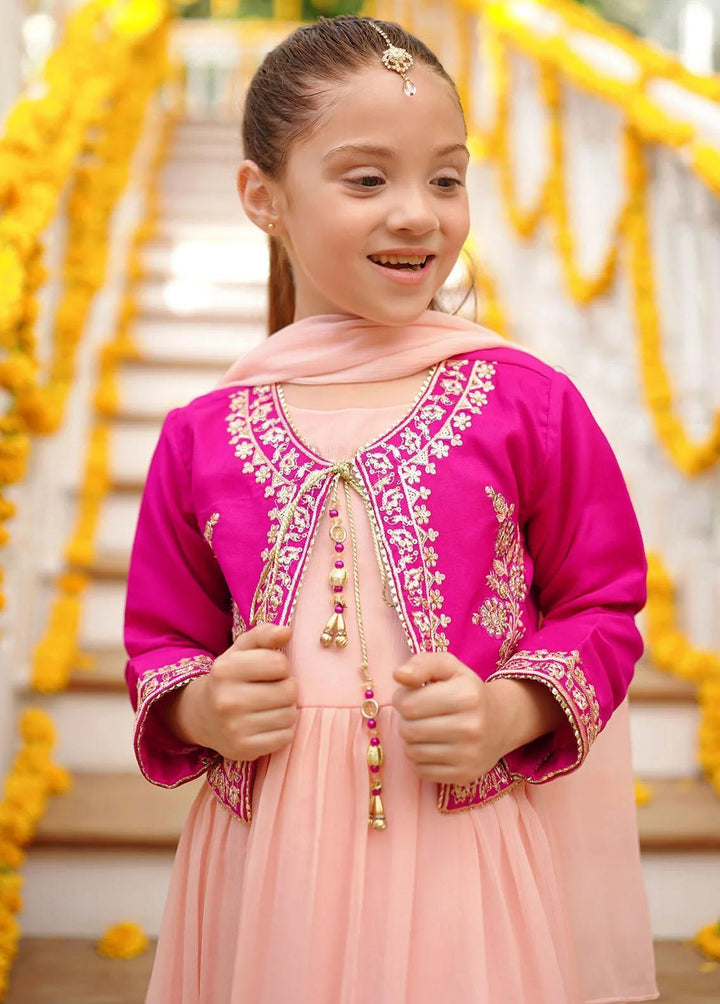 Ochre Chiffon Embroidered 3 Piece Suit for Girls -  OFW-SHD-05