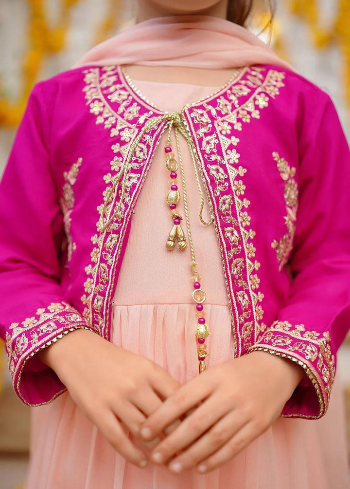 Ochre Chiffon Embroidered 3 Piece Suit for Girls -  OFW-SHD-05