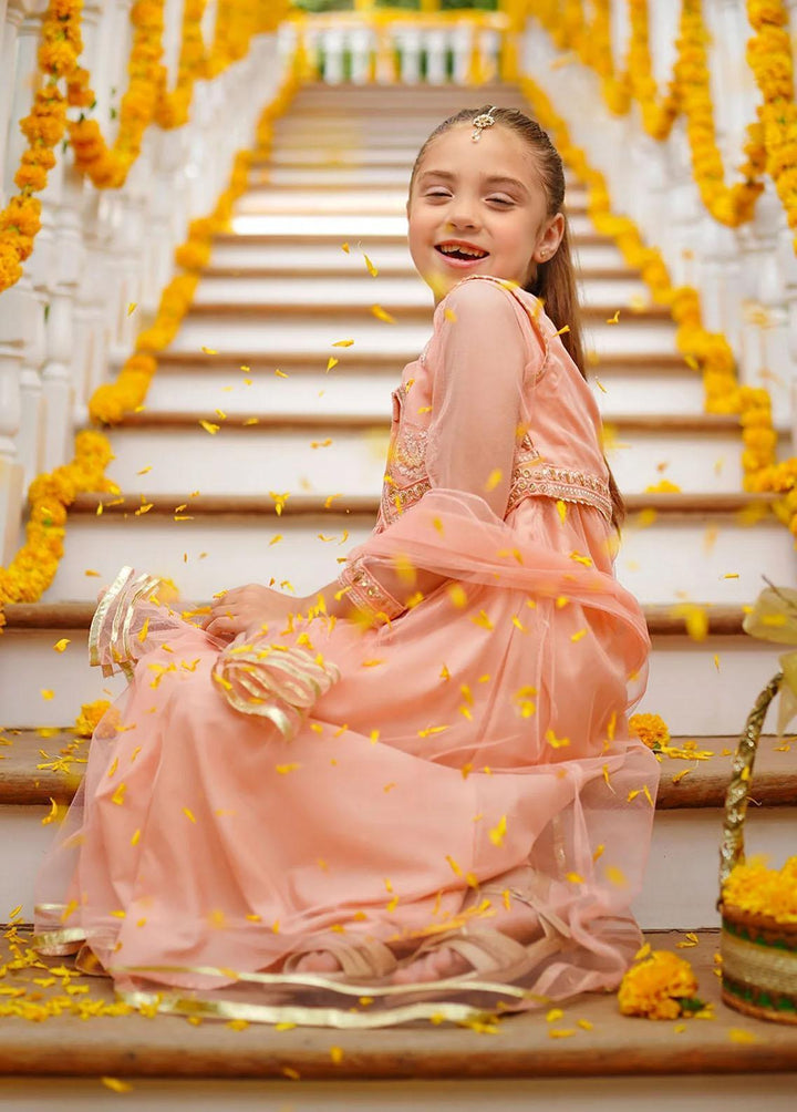 Ochre Net Embroidered 3 Piece Suit for Girls -  OFW-SHD-06