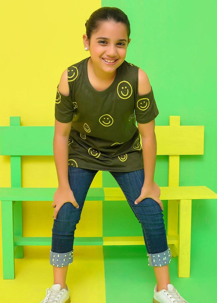 Ochre Jersey Casual T-Shirts for Girls -  OGK-292