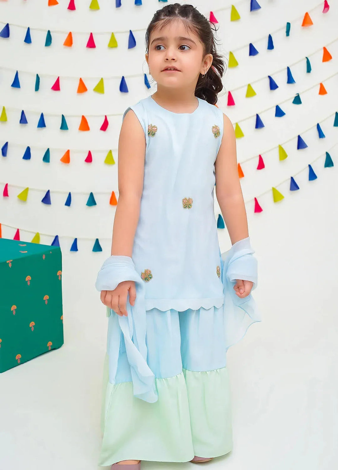 Ochre Pret Casual Chiffon 3 Piece Suit For Kids INCF-14