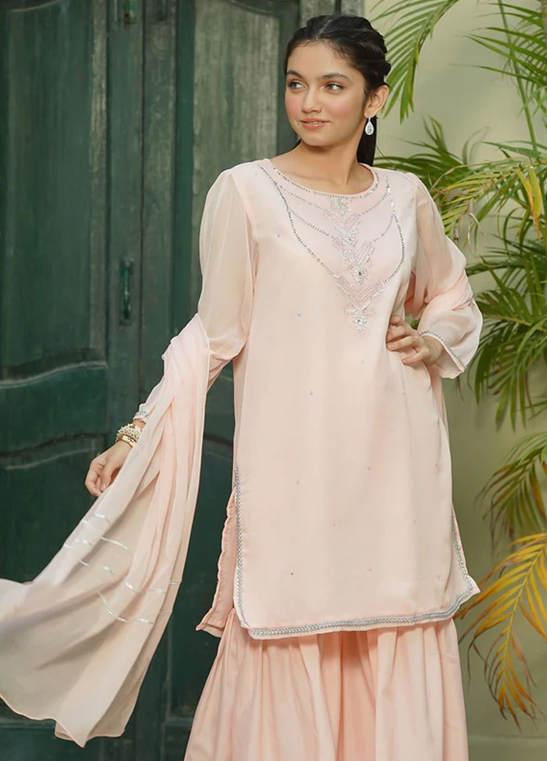 Ochre Pret Eastern Chiffon 3 Piece Suit OFW-AC-45