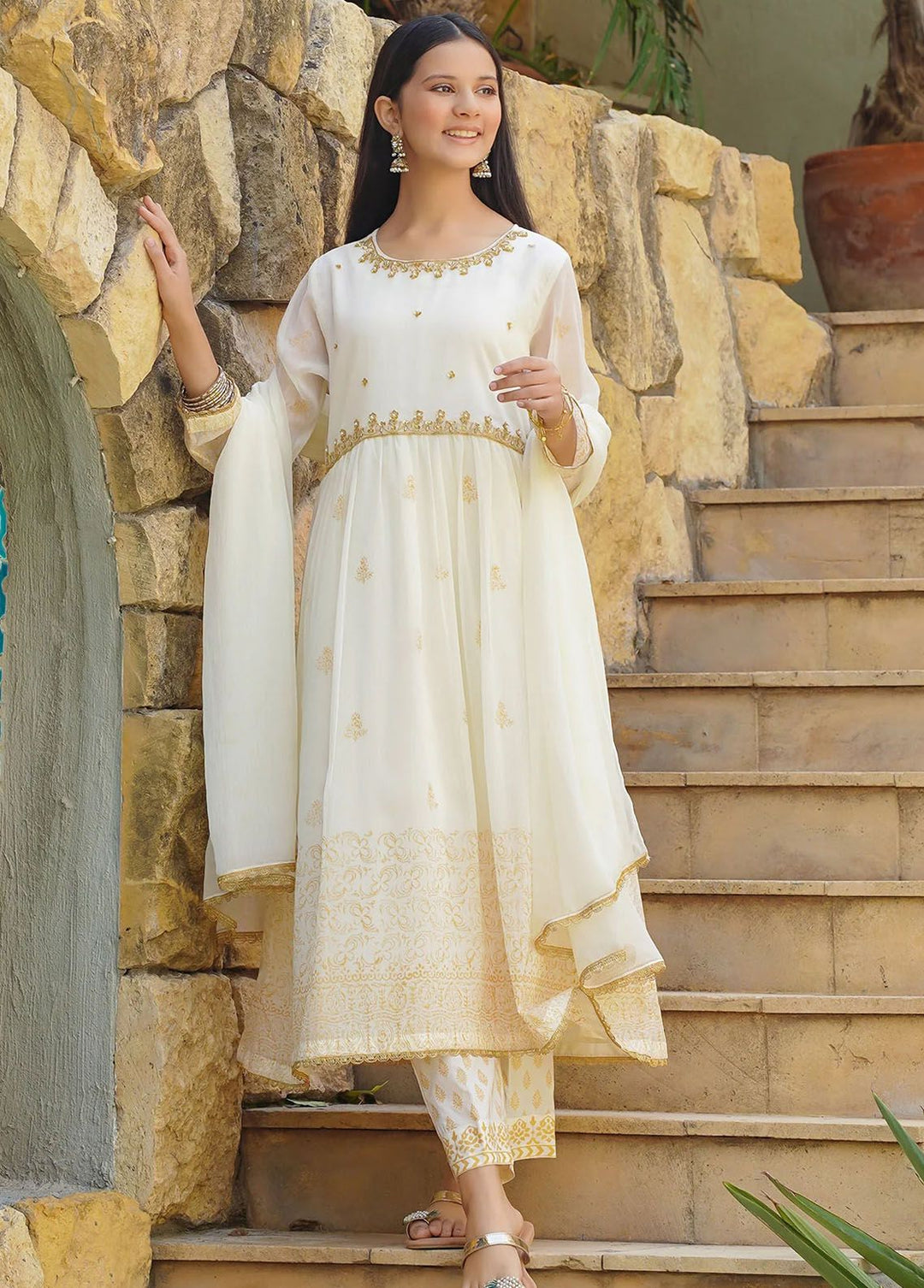 Ochre Pret Eastern Chiffon 3 Piece Suit OFW-MAX-15