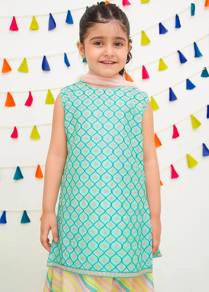 Ochre Pret Embroidered Cotton 3 Piece Suit For Kids INCF-15
